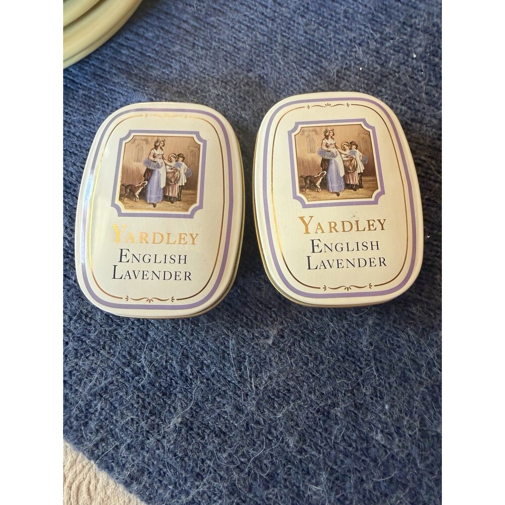 Vtg Yardley of London English Lavender Bar Soap 3.5oz in Decorative Tin Set Of 2